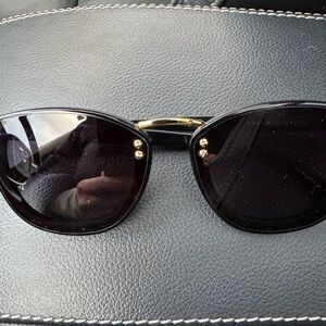 KREWE Black Polarized Franklin Nylon Sunglasses with Gold Toned Details